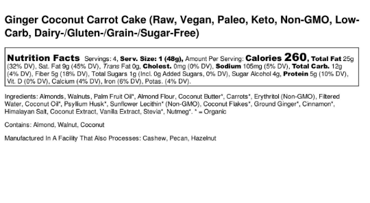 Keto Ginger Coconut Carrot Cake bars
