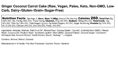 Keto Ginger Coconut Carrot Cake bars